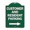 Signmission Reserved Parking Customer and Visitor Parking With Right Arrow, Green & White, A-DES-GW-1824-23052 A-DES-GW-1824-23052 - alternate 1